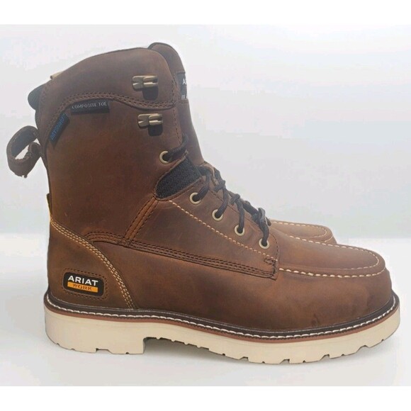 Ariat Men's Sz 10EE Rebar Lift 8" Waterprof Distressed Brown Work Boots 10047028